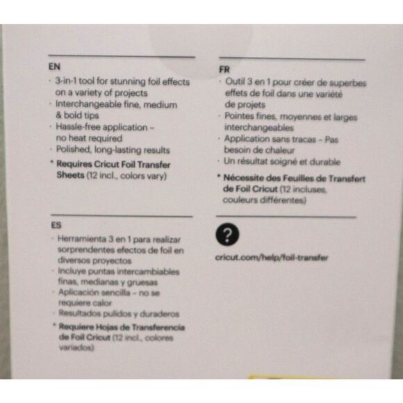 Cricut 2008726 Foil Transfer Kit 3-in-1 Tool w/3 Tips (Fine, Medium & Bold) - Picture 3 of 3